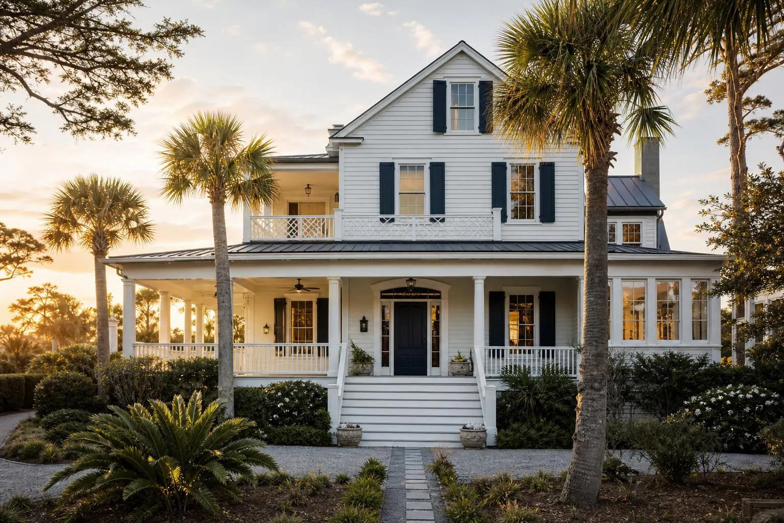 Lowcountry coastal home at golden hour — Brand43 service area